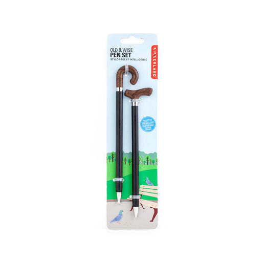 Kikkerland | Old And Wise Pen Set 2pcs Black & Brown