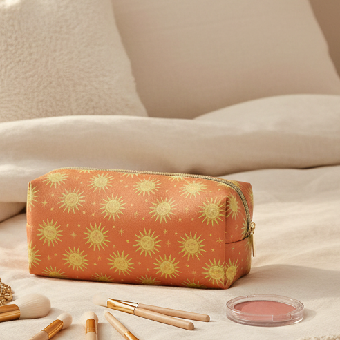 Designworks Ink | Cosmic Sun Vegan Leather Pouch Terracotta