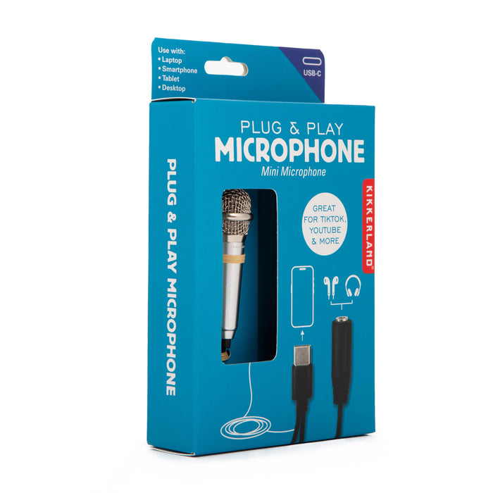 Kikkerland | Plug & Play Microphone Silver USB-C Compatible Homing Instincts