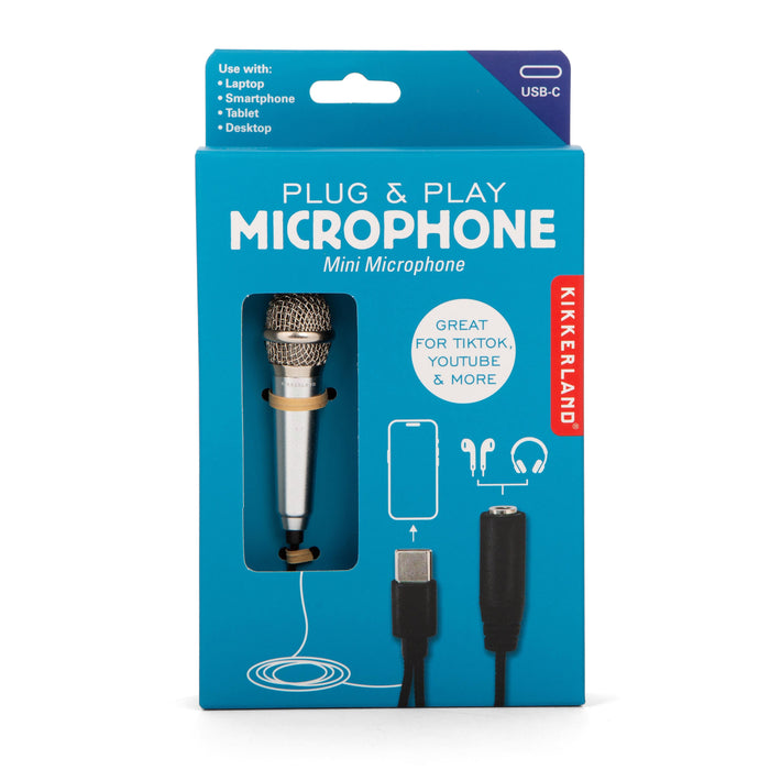 Kikkerland | Plug & Play Microphone Silver USB-C Compatible Homing Instincts