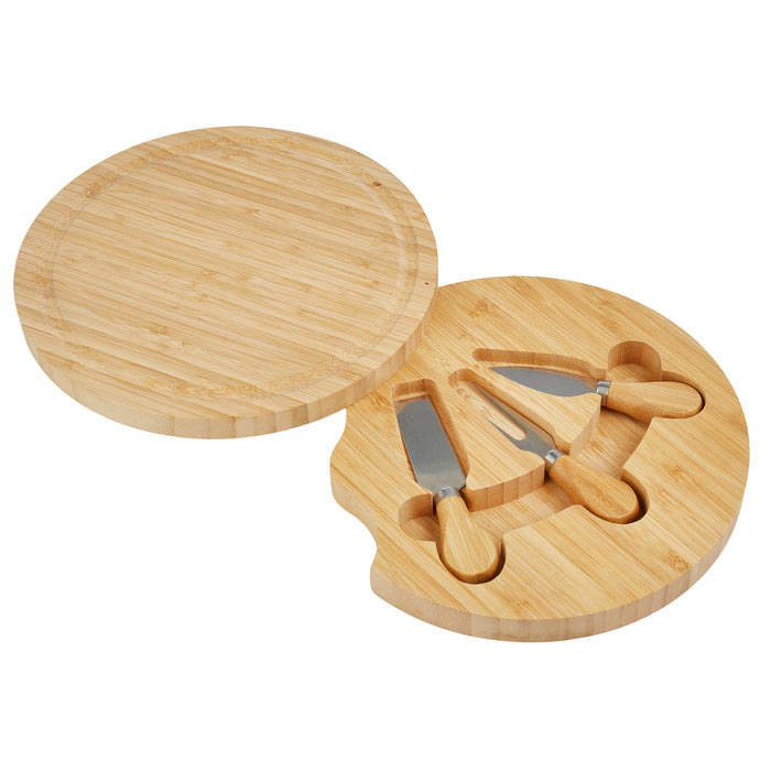 Davis & Waddell | Bamboo Cheese Board 3 Knives Set Natural