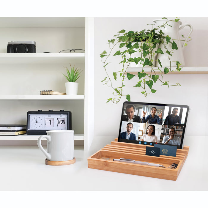 Maverick | Bamboo Desk Organiser Natural Eco Friendly 6 Compartments