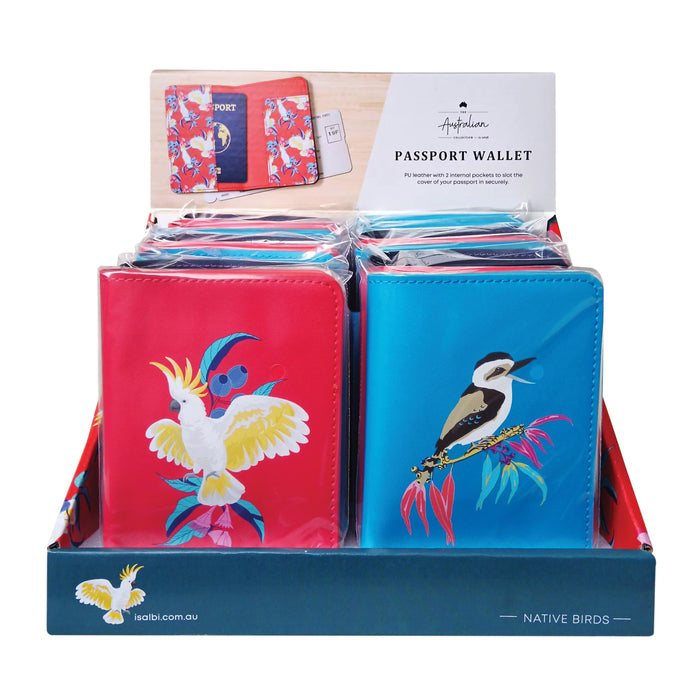 The Australian Collection | Passport Wallet Birds CDU 16pcs 3 Assorted