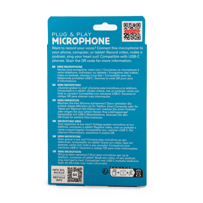 Kikkerland | Plug & Play Microphone Silver USB-C Compatible Homing Instincts