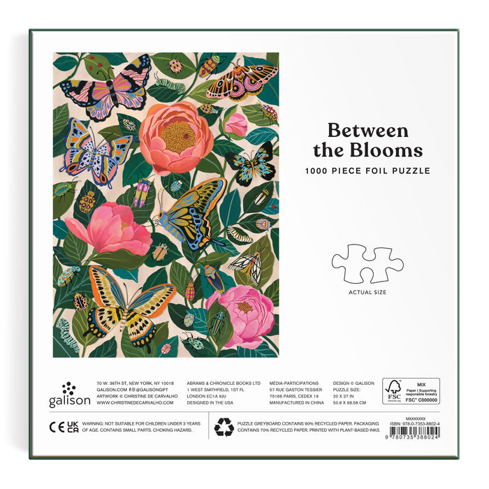 Galison | Between the Blooms Foil Puzzle - 1000pc Multi-Coloured Homing Instincts