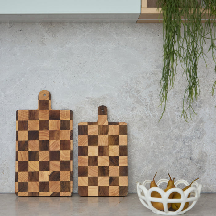 Davis & Waddell | Hudson Acacia Wood Checkerboard Serving Board with Handle