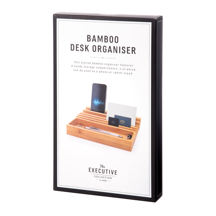 Maverick | Bamboo Desk Organiser Natural Eco Friendly 6 Compartments