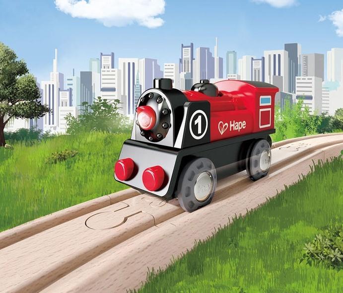 Wooden train store engine battery powered