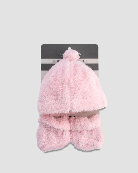 The Little Linen Company | Sherpa Beanie and Booties Pink-The Little Linen Company-Homing Instincts