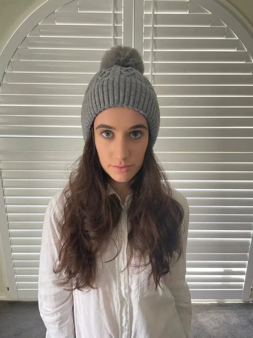 Cinnamon Creations | Pom Pom Beanie Grey-Cinnamon Creations-Homing Instincts