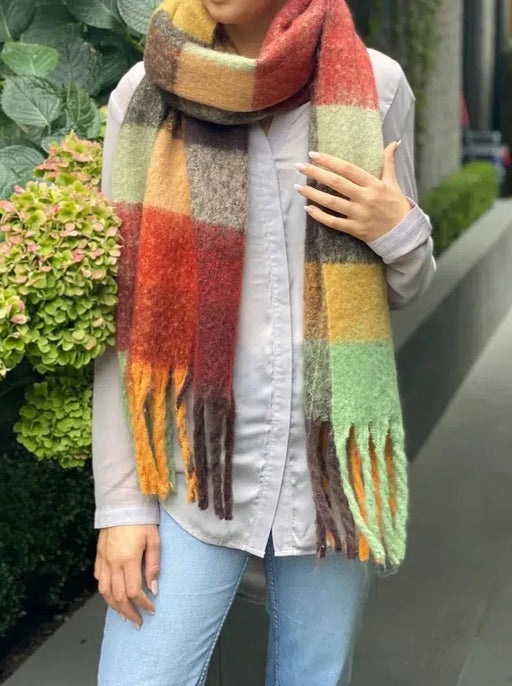 Soft Blanket Scarf - Orange and Green-Cinnamon Creations-Homing Instincts