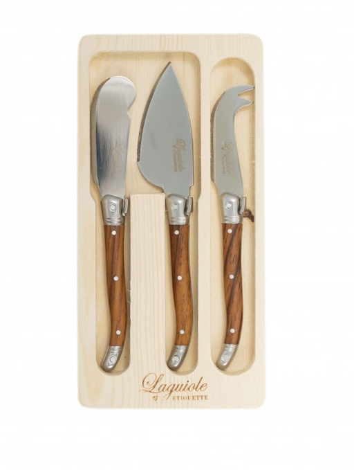 Laguiole Etiquette | 3 Piece Mini Cheese Knife Set - Wooden-DCI International-Homing Instincts