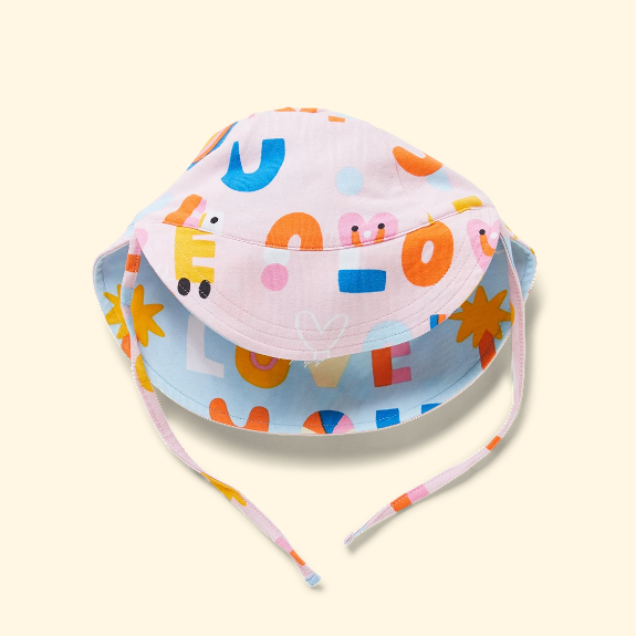 Halcyon Nights | Reversible Sun Hat I Love You Blush-Halcyon Nights-Homing Instincts