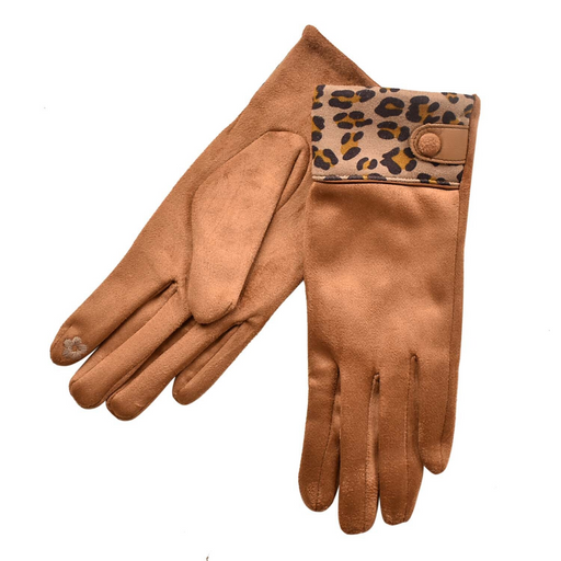 Taylor Hill | Tan Touch-Screen Gloves with Leopard Cuff-Taylor Hill-Homing Instincts