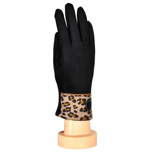 Taylor Hill | Black Touch-Screen Gloves with Leopard Cuff-Taylor Hill-Homing Instincts