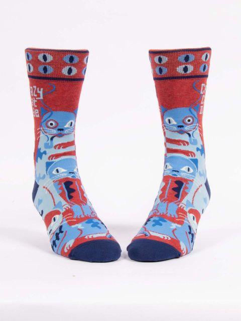 Blue Q | Crazy Cat Dude Socks-Blue Q-Homing Instincts