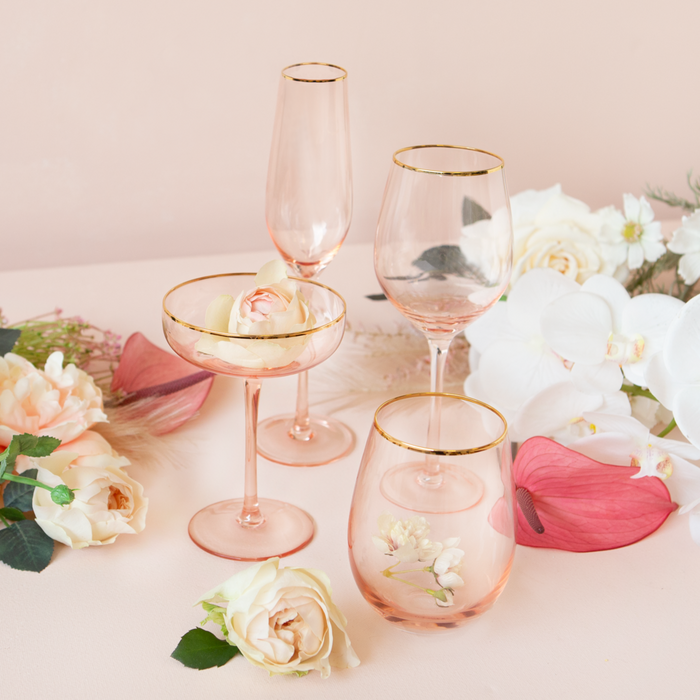 Cristina Re | Champagne Flute Rose Crystal Set of 2-Cristina Re-Homing Instincts