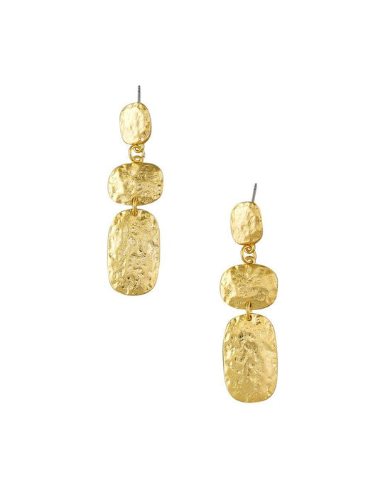 Tiger Tree | Gold Textured 3 Drop Earrings-Tiger Tree-Homing Instincts