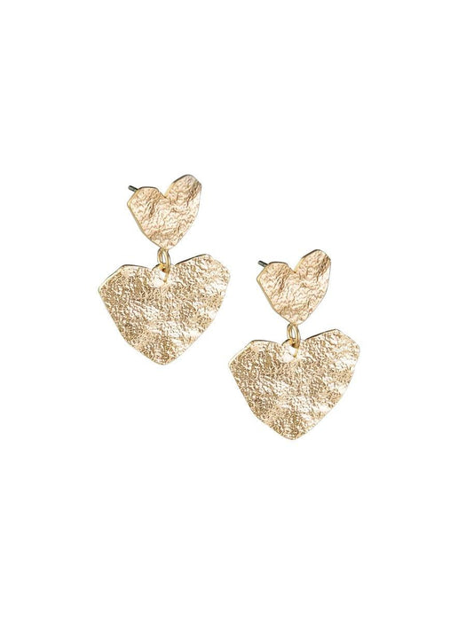 Tiger Tree | Double Crinkle Gold Heart Earrings-Homing Instincts-Homing Instincts